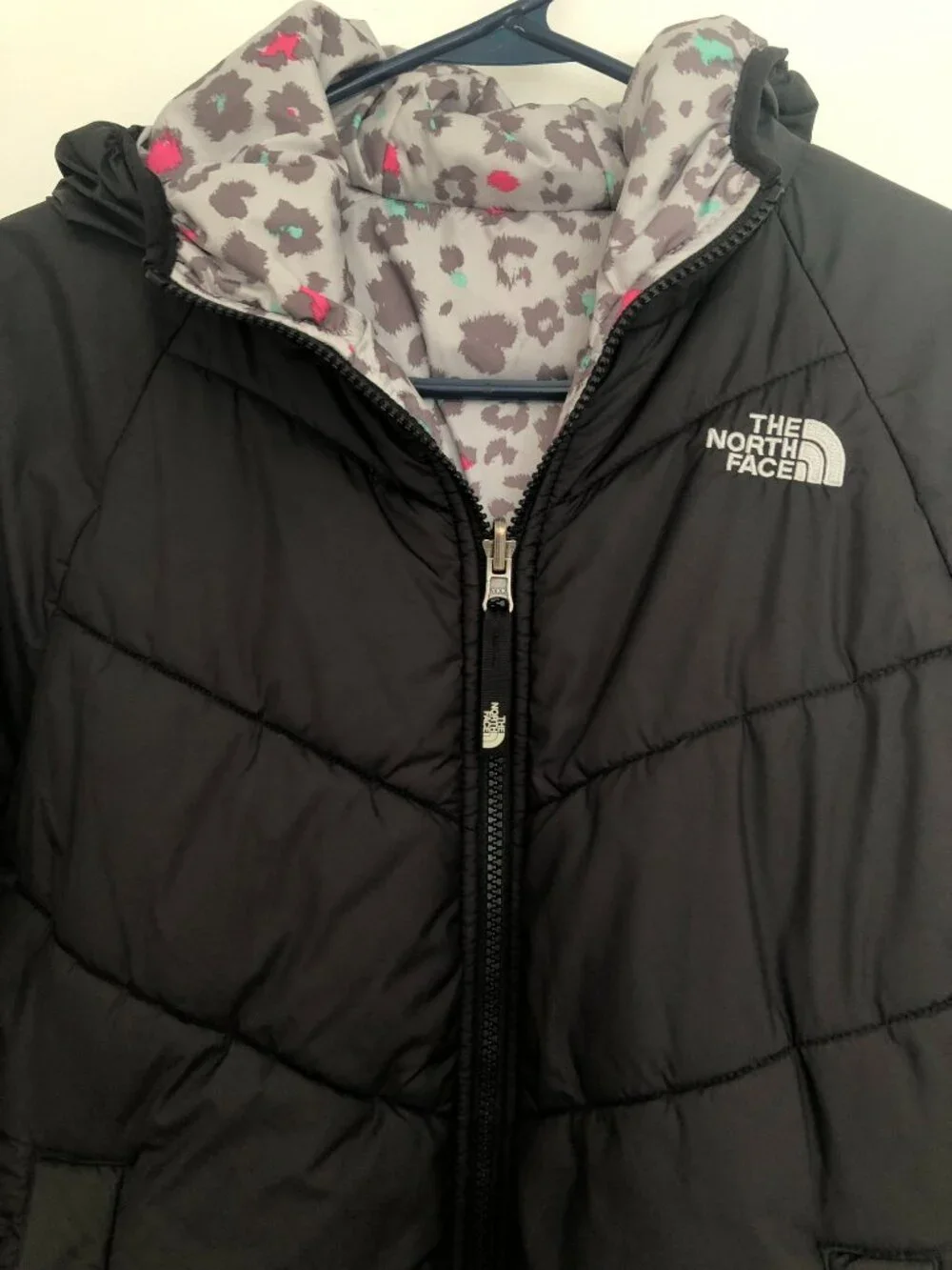 The North Face Reversible Girls Puffer Jacket Black Youth Junior Size XL